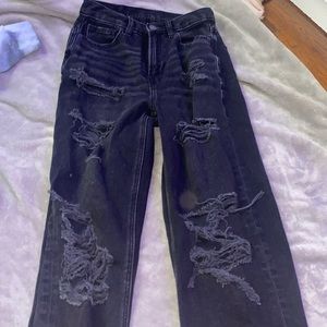 American eagle black ripped mom jeans